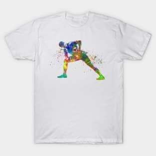 Young man practices fitness in watercolor T-Shirt